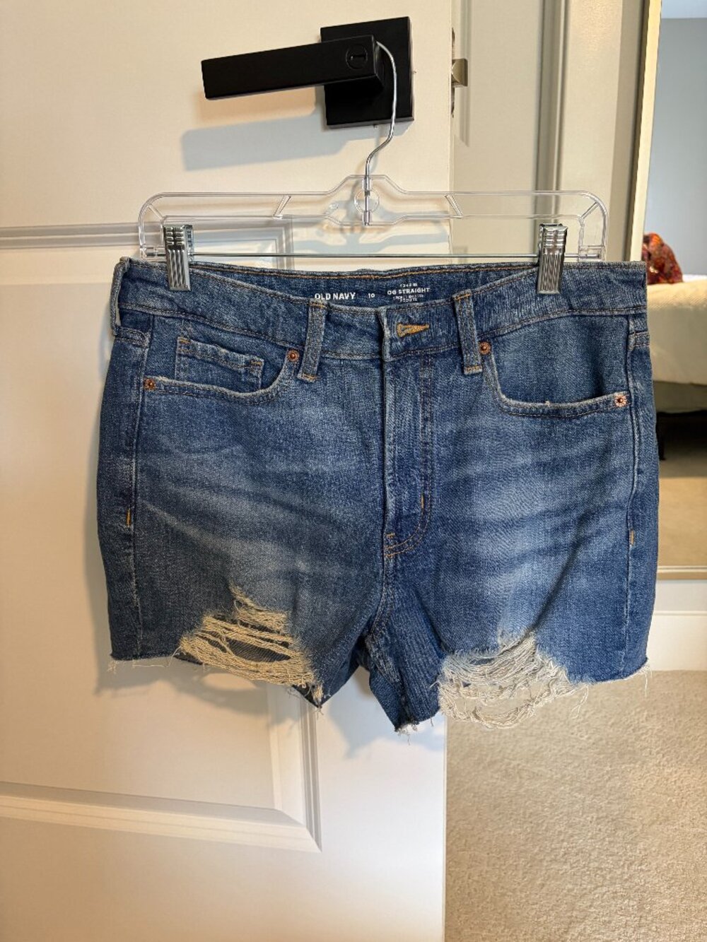 Old Navy Ripped High Rise O.G Straight Denim Shorts Size 10